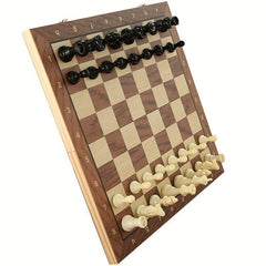 15'' Wooden Folding Magnetic Chess Set with Plastic Pieces