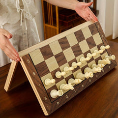 15'' Wooden Folding Magnetic Chess Set with Plastic Pieces