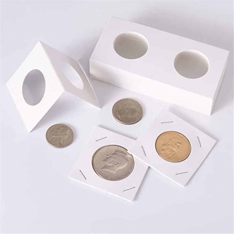 50Pcs Square Cardboard Coin Holders Assortment For Stamp Collection Storage