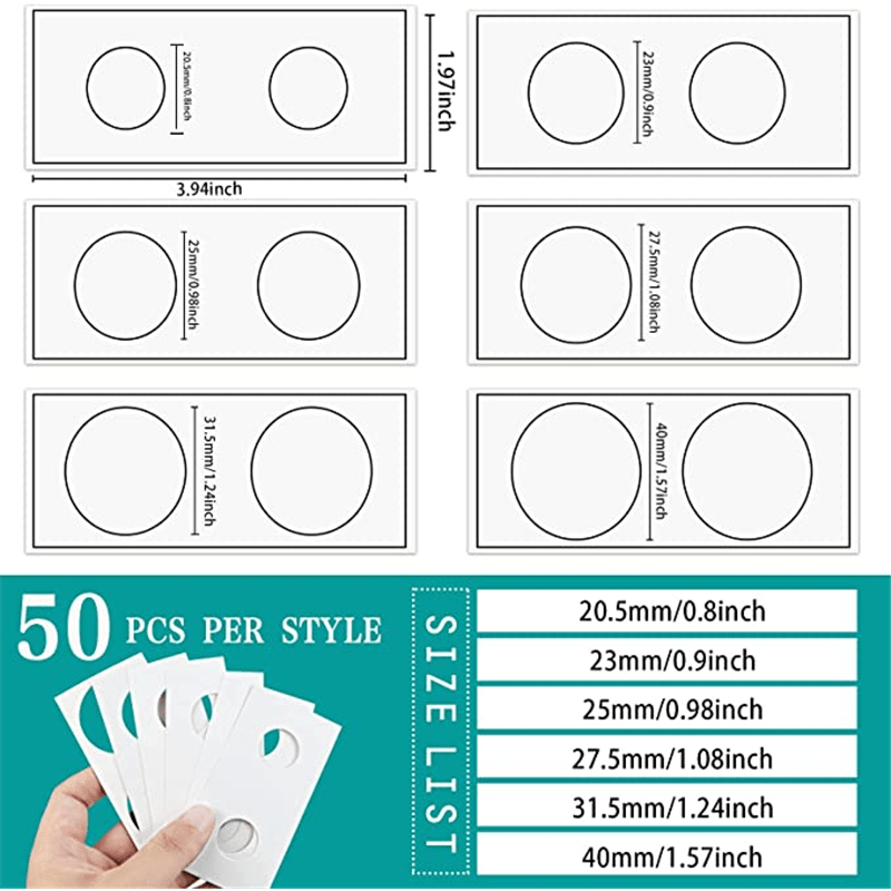 50Pcs Square Cardboard Coin Holders Assortment For Stamp Collection Storage