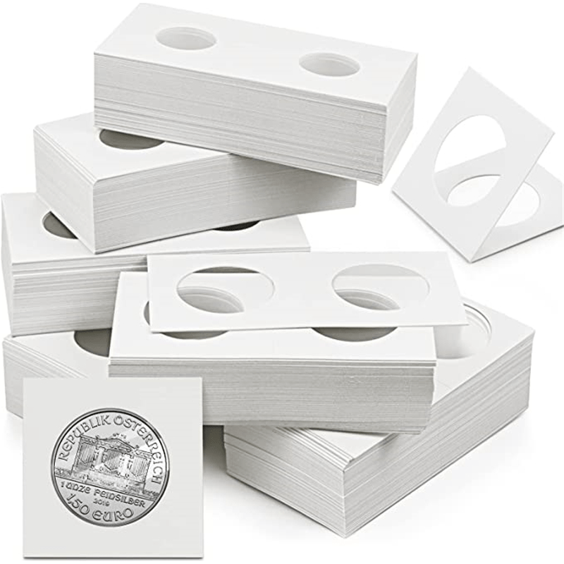 50Pcs Square Cardboard Coin Holders Assortment For Stamp Collection Storage