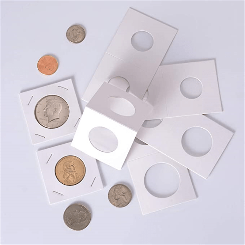 50Pcs Square Cardboard Coin Holders Assortment For Stamp Collection Storage