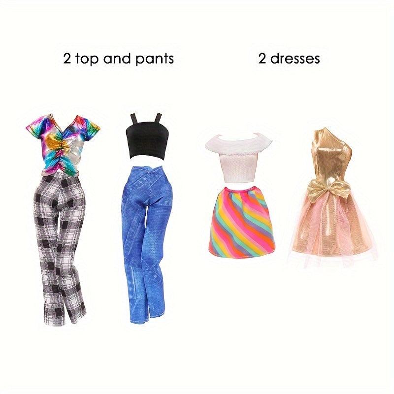 4pcs Doll Clothes Set, Tops, Pants, Dresses, Princess Accessories DIY Toys