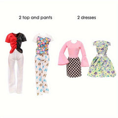 4pcs Doll Clothes Set, Tops, Pants, Dresses, Princess Accessories DIY Toys