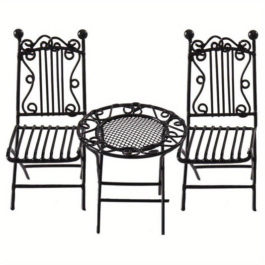 1:12 Dollhouse Table Chair Set Home Balcony Garden Decor Toy
