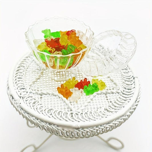 20pcs Mini Resin Colorful Bear Ornaments DIY Dollhouse Candy Decoration