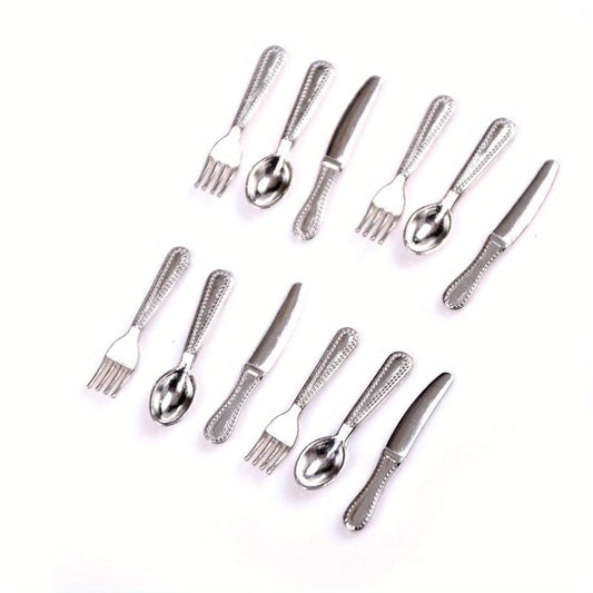 12pcs Mini Dollhouse Scene Model Doll House Accessories And Fork