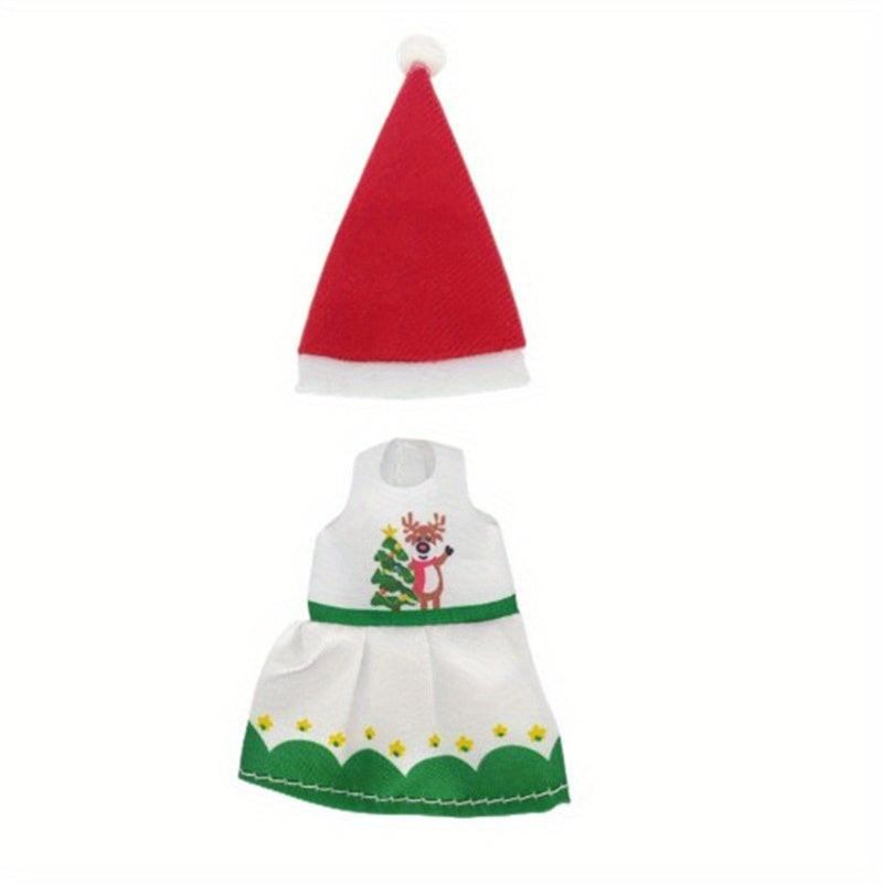 Christmas Costume Set for 15-24 cm Dolls - Hat and Skirt Accessories