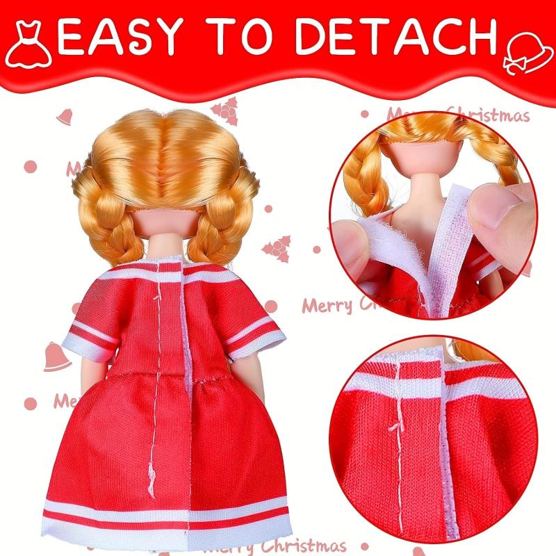 Christmas Costume Set for 15-24 cm Dolls - Hat and Skirt Accessories