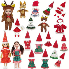 Christmas Costume Set for 15-24 cm Dolls - Hat and Skirt Accessories