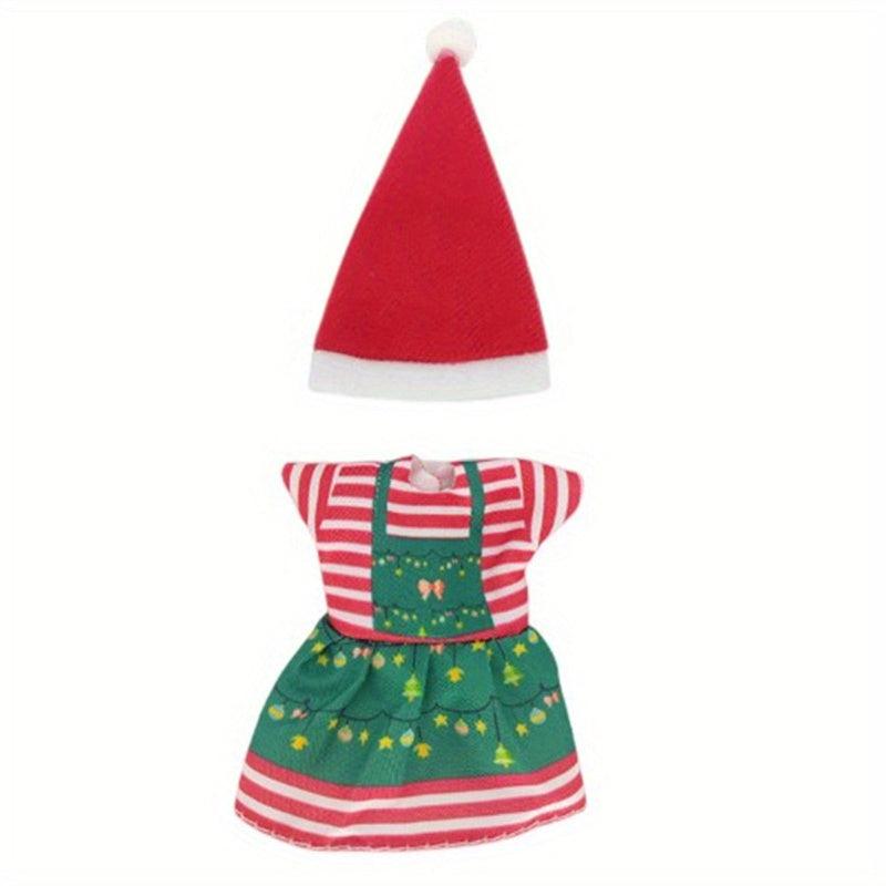 Christmas Costume Set for 15-24 cm Dolls - Hat and Skirt Accessories