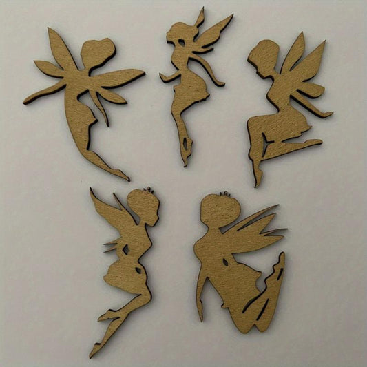 5pcs Wooden Fairy Craft Shapes for Kids' Furniture Miniatures