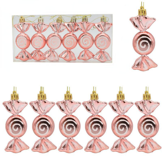 6pcs Christmas Electroplated Colorful Candy Decoration Gift