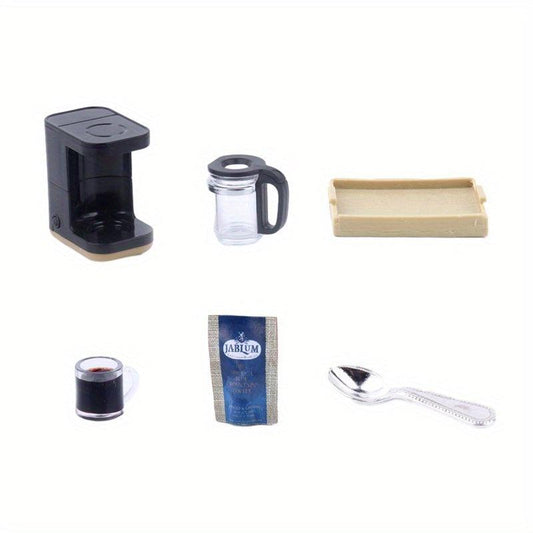 Dollhouse Coffee Machine Set - Miniature Living Scene Decor Toy
