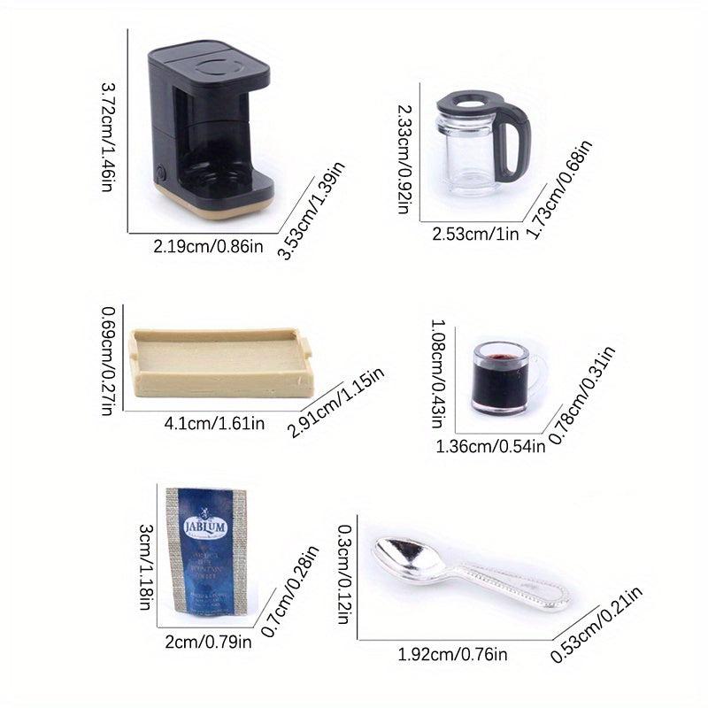 Dollhouse Coffee Machine Set - Miniature Living Scene Decor Toy