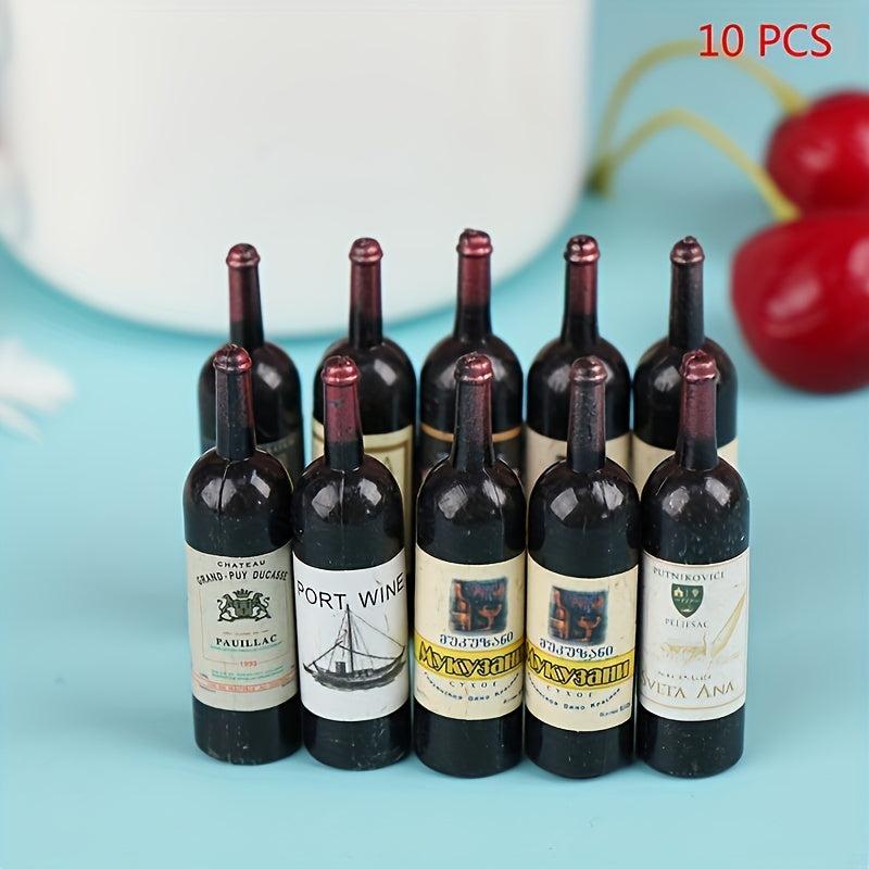 10pcs Dollhouse Doll House Plastic Red Bottles Scene Decor
