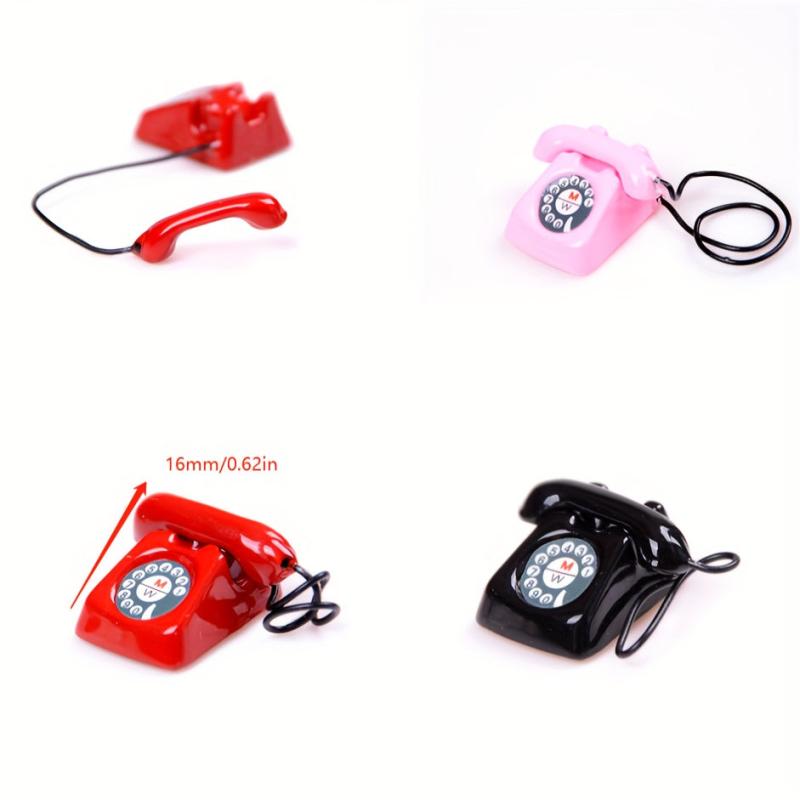 1 12 Old Style Telephone Model Doll House Home Decor Phone Toy