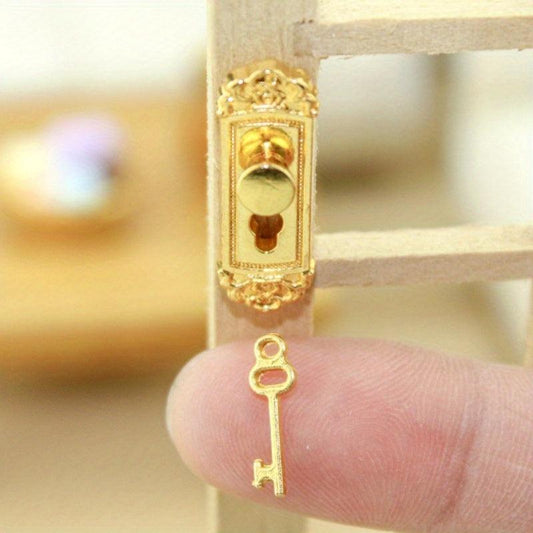 2pcs Vintage Pattern Door Lock 1:12 Dollhouse Accessories Mini Decoration