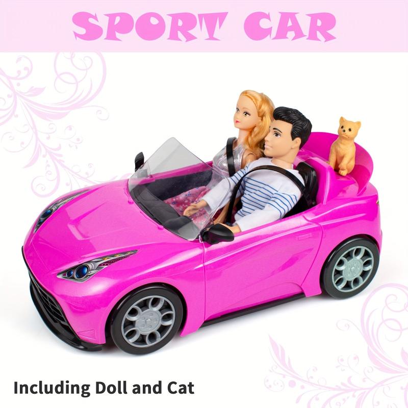 4pcs Doll Toys Cars 2 Seater Convertible Princess Doll Sports Car