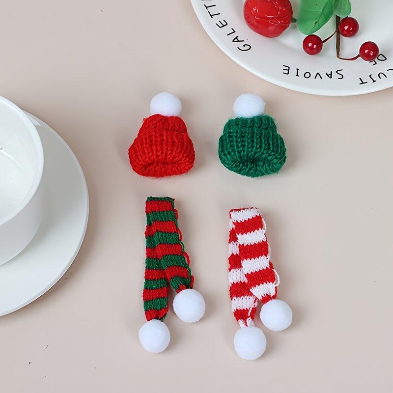 Xmas Mini Scarf Hat Decor Doll Clothes Christmas Party Ornament