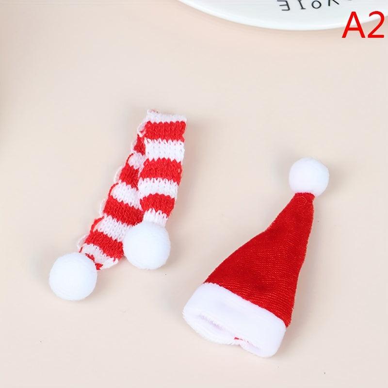 Xmas Mini Scarf Hat Decor Doll Clothes Christmas Party Ornament