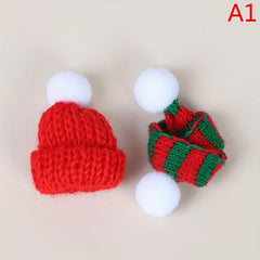 Xmas Mini Scarf Hat Decor Doll Clothes Christmas Party Ornament