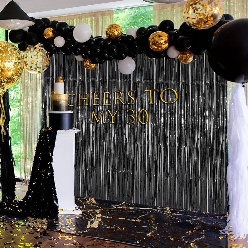 4pcs Foil Fringe Curtains Party Streamers Halloween Decor