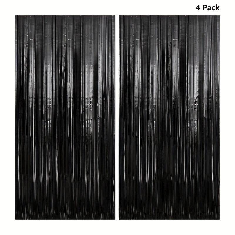 4pcs Foil Fringe Curtains Party Streamers Halloween Decor