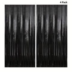 4pcs Foil Fringe Curtains Party Streamers Halloween Decor