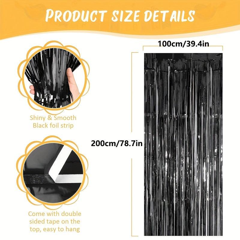 4pcs Foil Fringe Curtains Party Streamers Halloween Decor