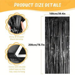 4pcs Foil Fringe Curtains Party Streamers Halloween Decor