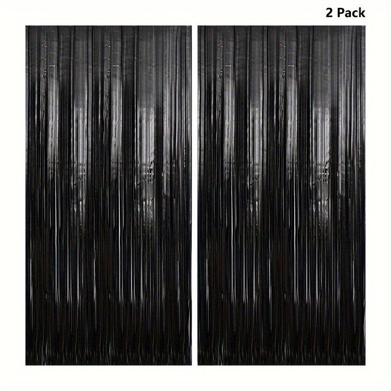 4pcs Foil Fringe Curtains Party Streamers Halloween Decor
