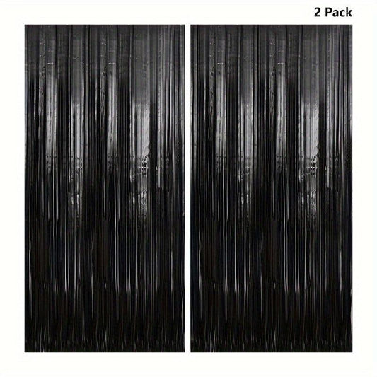 4pcs Foil Fringe Curtains Party Streamers Halloween Decor