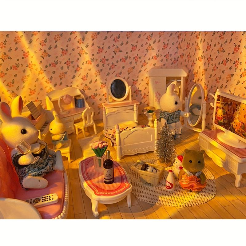 DIY Forest Animal Family Furniture Toys Mini Doll House Furniture Set