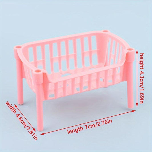 Mini Dollhouse Storage Basket Shelf Decoration
