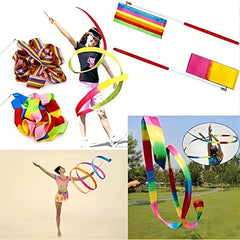 Colorful Dance Ribbons for Rhythmic Gymnastics and Baton Twirling