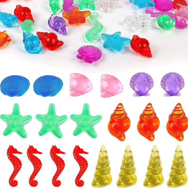 120pcs Acrylic Gems Mermaid Party Decor Plastic Sea Shells Starfish