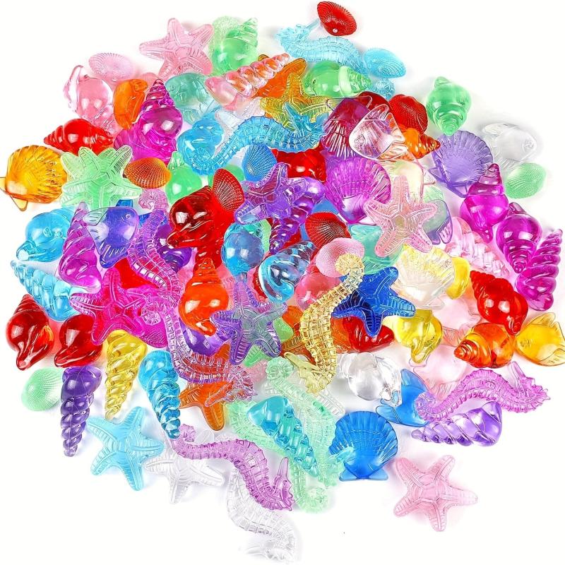 120pcs Acrylic Gems Mermaid Party Decor Plastic Sea Shells Starfish