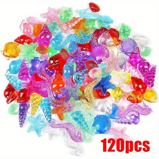 120pcs Acrylic Gems Mermaid Party Decor Plastic Sea Shells Starfish