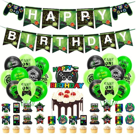 25pcs Green Red Game Birthday Party Decoration Set