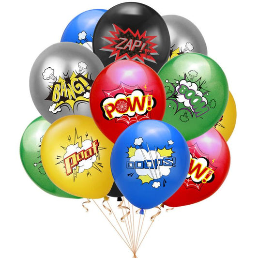 12pcs Hero Theme Balloons Birthday Party Decoration