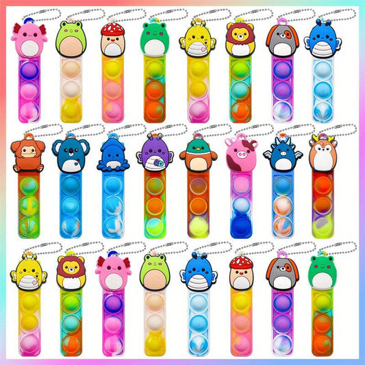 24pcs Animal Keychain Pop Fidget Toys for Kids Party Decoration