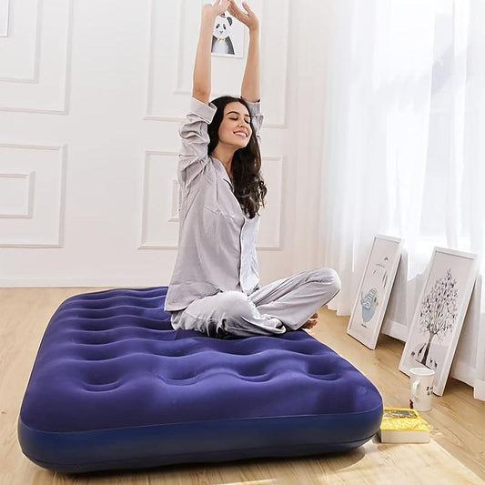 Portable Inflatable Mattress Foldable Camping Air Flocking Bed Sleeping Mat