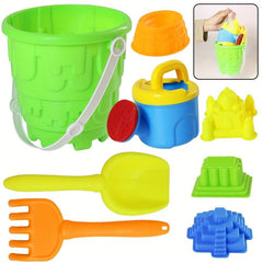 Kids Beach Toy Set with Bucket, Rake, Shovel, Molds, Water Bottle