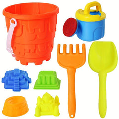 Kids Beach Toy Set with Bucket, Rake, Shovel, Molds, Water Bottle