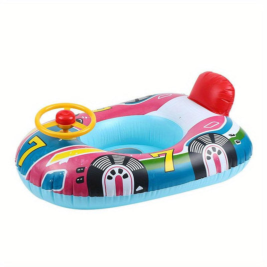 Kids Inflatable Pool Float with Steering Wheel & Horn for Toddlers Age 1-4