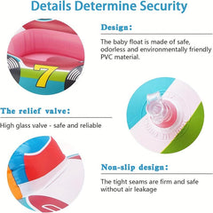 Kids Inflatable Pool Float with Steering Wheel & Horn for Toddlers Age 1-4