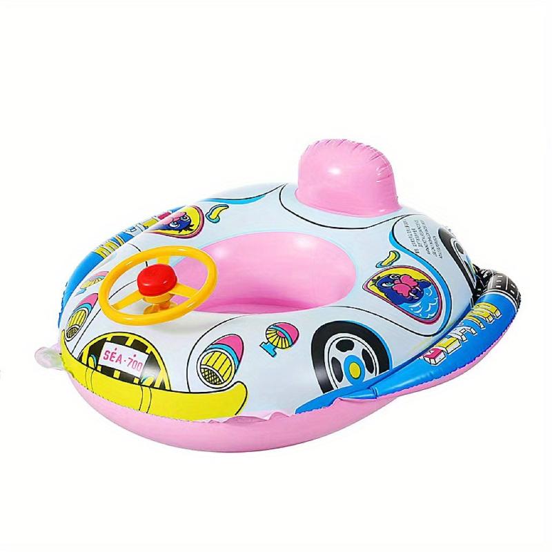 Kids Inflatable Pool Float with Steering Wheel & Horn for Toddlers Age 1-4