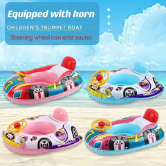 Kids Inflatable Pool Float with Steering Wheel & Horn for Toddlers Age 1-4