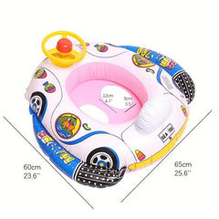Kids Inflatable Pool Float with Steering Wheel & Horn for Toddlers Age 1-4